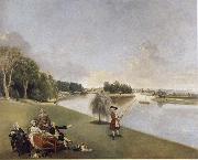 Johann Zoffany A View of the grounds of Hampton House with Mrs and Mrs Garrick taking tea oil painting picture wholesale